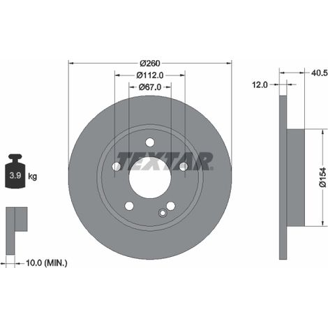 Lot de 2 Disques de frein Textar 92091203 MERCEDES-BENZ 1684210112 168421011264