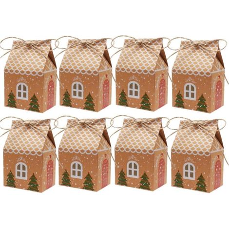(10,5 x 7 x 5 cm)Lot de 24Boîtes Cadeaux Noël, Calendrier de l'Avent Vide en Papier Kraft Boite Cadeau Noel avec Corde de Chanvre Boîtes à Bonbons pour Emballage Cadeau Décoration de Noël