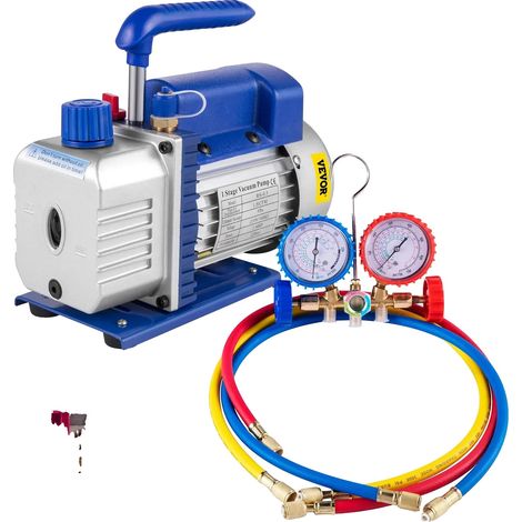 Pompe à vide, 1/4 HP, connexion SAE 1/4", 1.8CFM 1-4HP Manomètre (1/2)