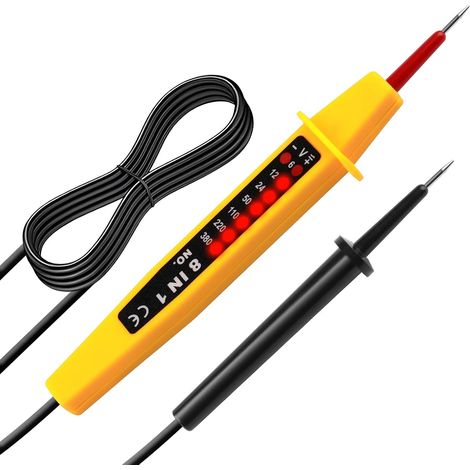 Probador de voltaje CA/CC de 6-380 V, probador eléctrico digital 8 en 1, probador para electricistas con pantalla LED, probador de continuidad eléctrica ergonómico de alta precisión para inspección y (1/5)
