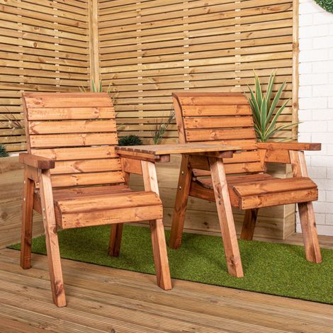 Charles Taylor Hand Made 2 Seater Chunky Rustic Wooden Garden Furniture Companion / Love Seat (1/5)