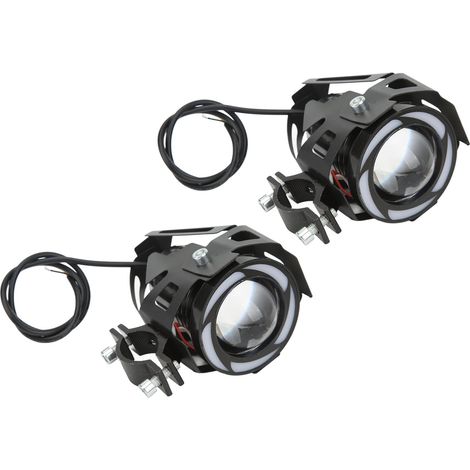 LED-Motorradscheinwerfer mit farbigem Engelsring, IP68, Abblend- und Fernlicht, Blinker, universell für Auto, LKW und Boot (1/5)