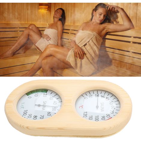Termómetro/higrómetro para sauna [Producto] Higrotermógrafo de pared de madera 2 en 1 0-120℃ 0-100% Sauna Baño Vapor