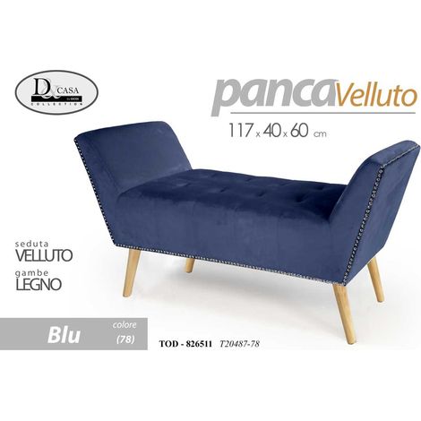 Banc de chevet bleu cm 117 x 40 x 60 h