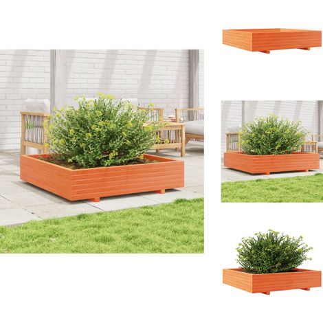 Jardinière cire marron 110x110x26,5 cm bois de pin massif - Jardinier - Pot De Fleurs - Bac À Fleurs - Extérieur - Terrasse (1/5)