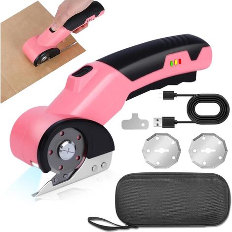 Ciseaux Electrique Tissu Couture 4.2V, Ciseaux Électrique sans Fil avec 2 Lames, Carton Puissant, pour Tissu, Cuir, Tapis, Plastique, PVC, DIY (1/5)
