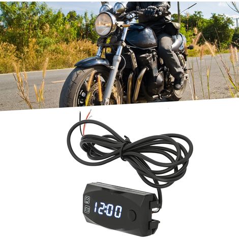 Voltmètre électronique 2 en 1 pour moto avec horloge et affichage numérique étanche à LED (1/5)