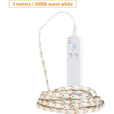 Bande LED dimmable avec détecteur de mouvement PIR, 3 mètres, 180 LED, pour éclairage décoratif de TV, ordinateur, bureau, cuisine, etc. (1/2)