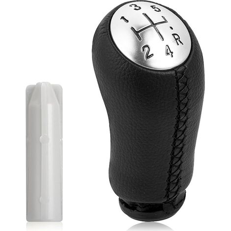 5 Vitesses Pommeau de Levier de Vitesse , Noir Cuir , avec Adaptateur , Levier de Vitesse pour Renault Clio III 2005-09 , pour Megane 2 Laguna 2 2003-09 , pour Clio 4 2012-19 , pour Scénic II 2003-200 (1/5)