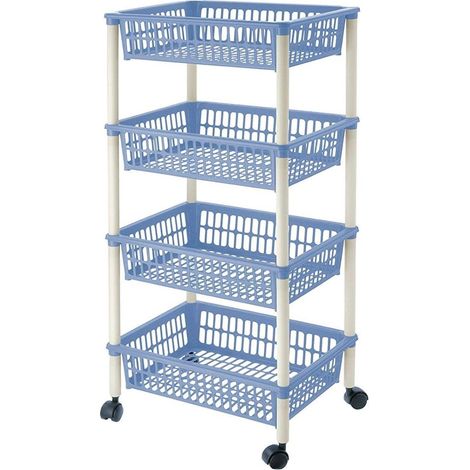 CARRELLO PORTA FRUTTA 4 PIANI PLASTICA RUOTE VARI COLORI PORTAFRUTTA FER 331036 (1/2)