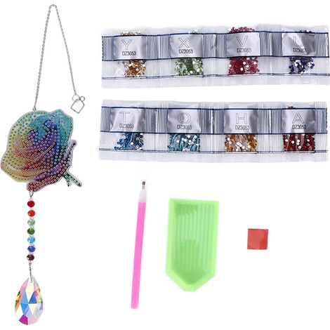 Rhinestone pendentif unique forme rose DIY peinture décoration ornement accessoire pour fenêtre maison (1/5)