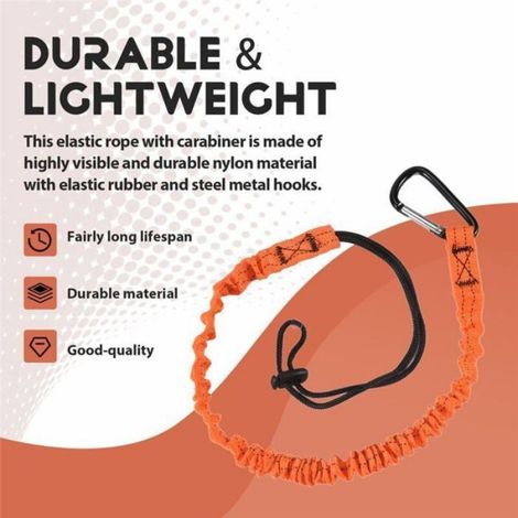 Longe De Sécurité Pour Outils - Nylon - Réglable 80-110 Cm - Mousqueton Aluminium - Capacité 6,8 Kg - 3 Pièces (1/4)
