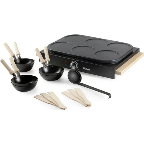 [NEUWERTIG] B-Ware Domo Wok Set Partyset Crêpe Maker Familiengerät Antihaftbeschichtung Holzspatel