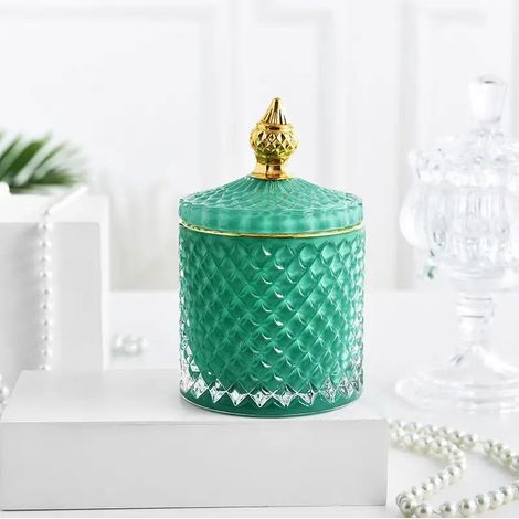 Bocal à bonbons en verre de luxe avec couvercle, boîte de rangement pour noix, objet de décoration de bureau.
