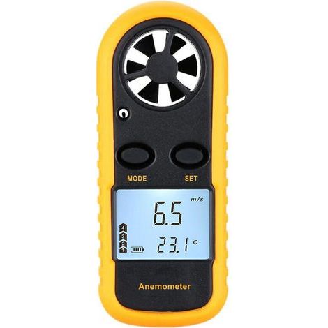 Mini anémomètre numérique LCD vitesse du vent mesure de la température de la vitesse de l'air avec rétro-éclairage