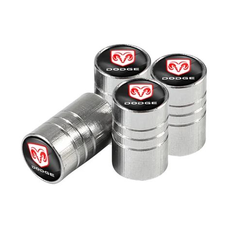 (Argent) 4 bouchons de valve de pneu en métal neufs, compatibles avec Journey, Charger, Challenger, Caliber, Durango, Avenger et Caravan. (1/5)