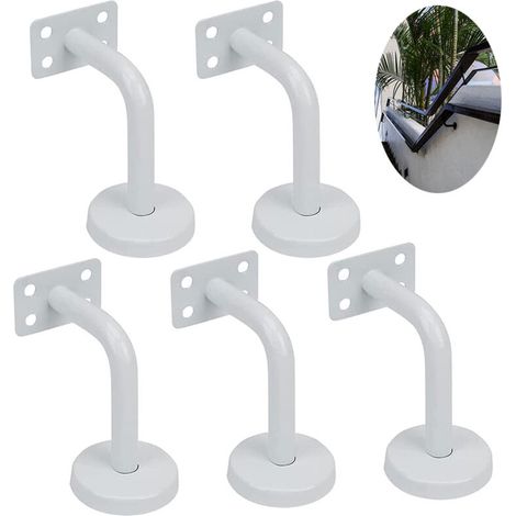 Set mit 5 weißen Treppengeländerhalterungen