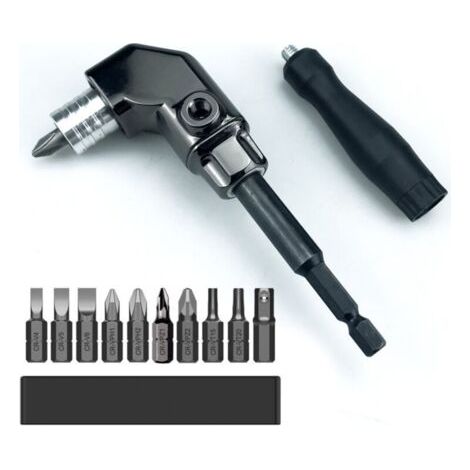 1 tournevis universel argenté avec 10 embouts de perçage, tournevis d'angle, perceuse électrique, tournevis d'angle à 90 degrés (1/5)