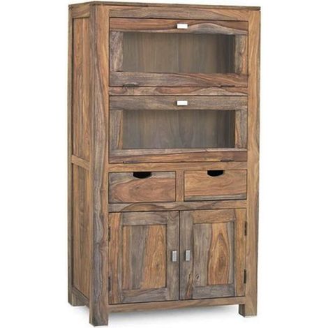 Highboard Sheesham 80x40x148  grau geölt NATURE GREY 60