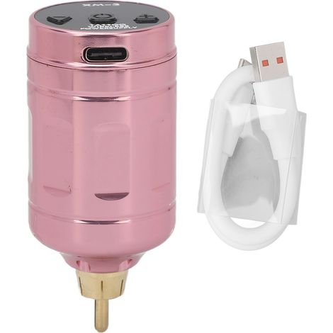 Alimentation sans fil pour machine à tatouage 2000mAh, écran LCD numérique, rechargeable 4‑12V, batterie RCA réglable rose (1/5)