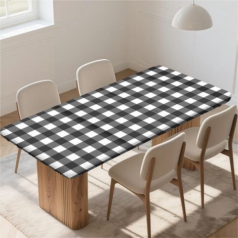 Housse de table rectangulaire 120x80 cm avec élastique, imperméable, lavable, à carreaux