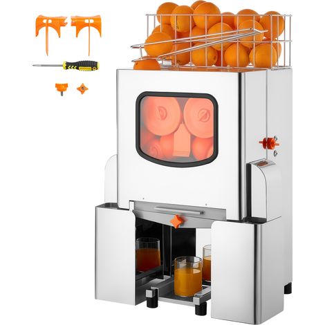 Mophorn Exprimidor Comercial de Naranjas 120 W con Tapa de Acero Inoxidable, Incluye 2 Recipientes Recolectores, Procesa Hasta 20 Naranjas por Minuto, Compatible con Limones y Cítricos de 55-80 mm (1/5)