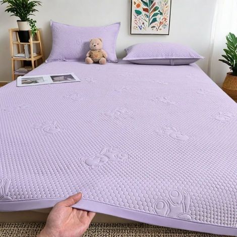Tapis rafraîchissant été fibre glacée solide, matelas pliable respirant lavable pour chambre dortoir hôtel,Violet,200X220cm (1/2)