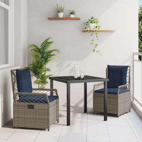 Conjunto de Comedor de Jardín 3 pcs Gris ratán sintético vidaXL (1/5)