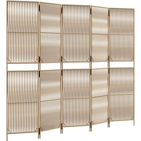 Cloison de séparation 5 panneaux beige résine tressée (1/5)