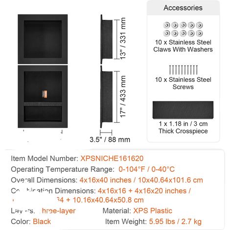 Nicchia per doccia, organizer da parete, design a due livelli, 16x16 16x20 3 strati (1/2)