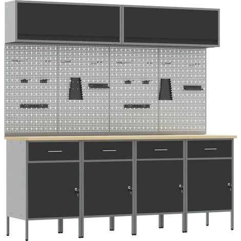 Maison Exclusive - Set di mobili da lavoro con cassetto con blocco 10 pcs Nero