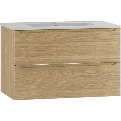 Waschtisch 80cm Viggo mit 2 Schubladen, Holzoptik (1/5)