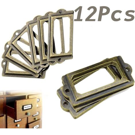 12-piece antique brass box label, furniture handle, cabinet drawer box, metal pull frame handle, business card holder (1/5)
