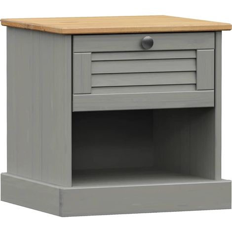 Maison Exclusive - Comodino VIGO Grigio 42x35x42 cm in Legno Massello di Pino