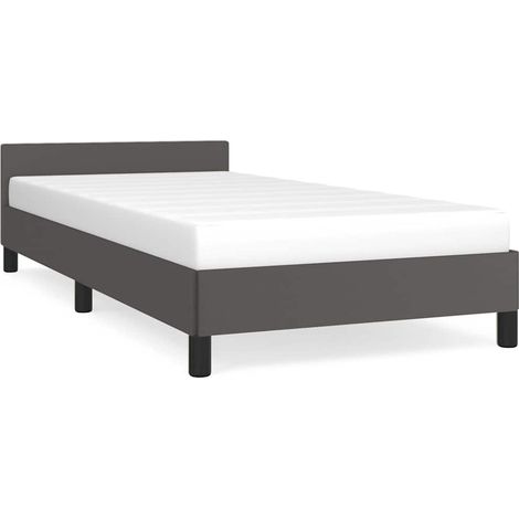 Lit simple pour adulte avec tête de lit - Cadre de lit Gris 80x200 cm Similicuir BV394468 - BonneVie (1/5)