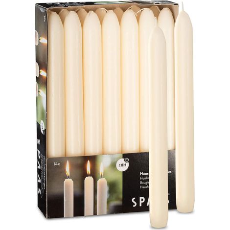 Spaas 14 candele affusolate 21/220 mm, ± 8 ore, senza profumo, avorio, Ivory