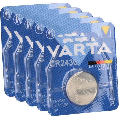 5x VARTA CR2430 Lithium-Knopfzelle 3V 290mAh (5x 1er Blister) (1/5)