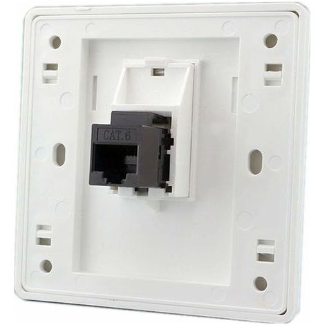Prise Murale Réseau CAT6 Gigabit Femelle à Femelle - Double Passage RJ45 LAN - Prise de Courant Internet Droite (86x86mm, 1 pcs)