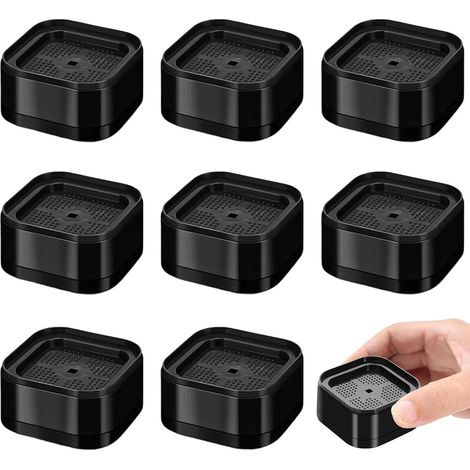Rehausseur Pieds de Lit 8 Pièces Empilable 3 virgule 5 cm Noir Rehausseur de Meuble Antidérapant 7 x 7 x 3 virgule 5 cm Diamètre 5 (1/5)