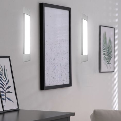 Wandleuchte Wandlampe Flurleuchte Treppenhauslampe Wohnzimmerleuchte, weiß, LED 10W 1200Lm warmweiß, LxBxH 30x7,4x2,4cm, 2er Set