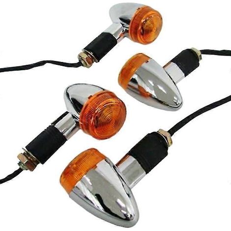 Verchromte Blinker vorne und hinten für Bobber Chopper Motorrad (4 Stück) (1/5)