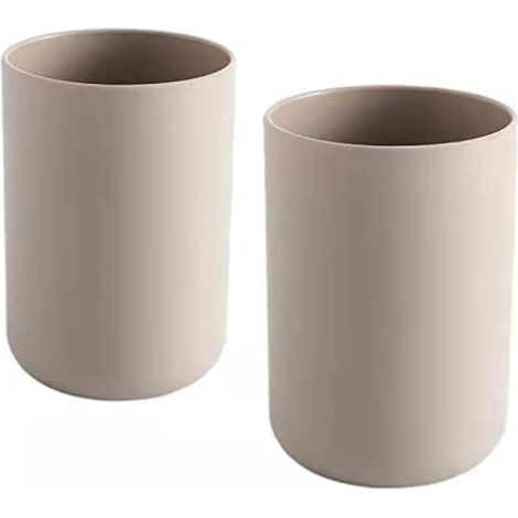 Gobelets à Dents 2 pièces, Porte-brosses à Dents de Salle de Bain, Tasse, Plastique Coupe 300ml (Marron et Marron) (1/5)