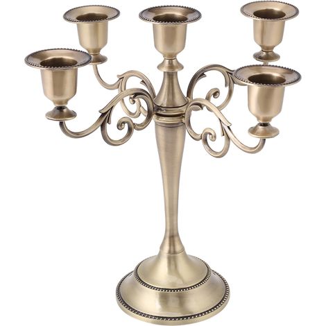 5 bras porte-bougies en alliage, candélabre style européen, bougeoir de mariage, décoration intérieure bronze. (1/5)