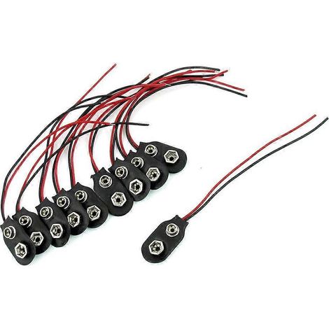 Lot de 10 connecteurs à clip pour piles 9V de type I avec câble (noir)-17.80X1.50X0.70CM (1/2)