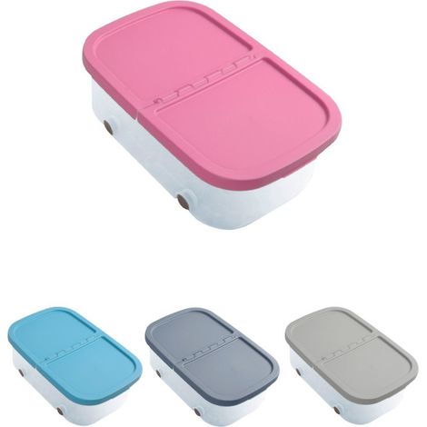 Cajas de Almacenaje Transparente Dos Compartimentos – Cajas Organizadoras de Plástico con Tapa y Ruedas (1/5)