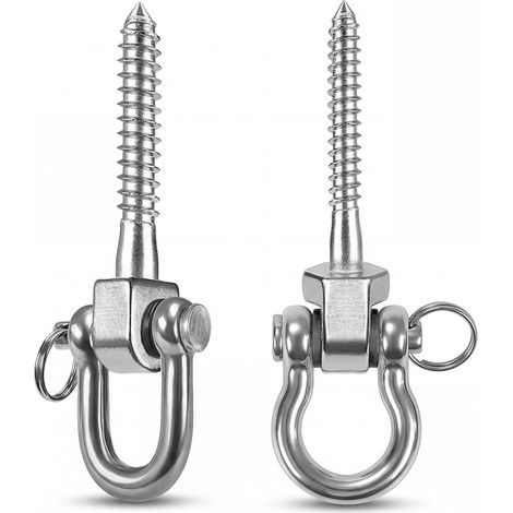2 Pieces Crochet Plafond Capacité 800kg Ganchos de Techo Acier Inoxydable Anclaje Fixation a Visser pour Balancoire Hamac Chaise Suspendue et Sac de Boxe Interieur Exterieur (1/5)