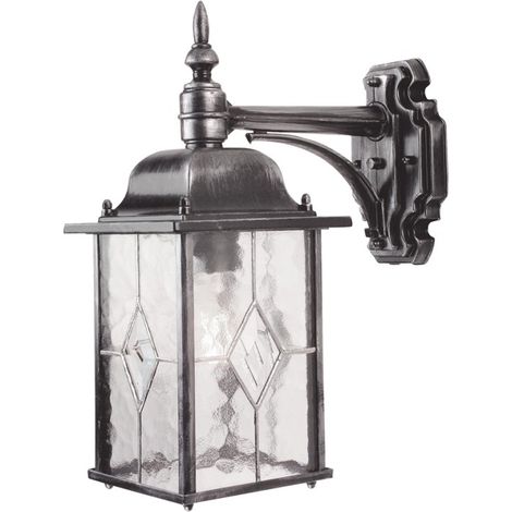 Elstead Wexford - Lanterna da Parete 1 Luce da Esterno Luce Nero Argento IP43, E27 (1/5)