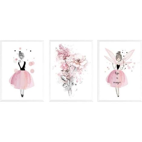 Affiches toile - PZCC - Lot 3 30x40 cm - Rose - Sans cadre - Chambre enfant (1/4)