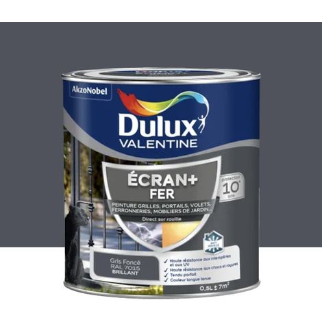 Peinture DULUX VALENTINE Ecran+ Fer Gris foncé 0,5 L (1/4)