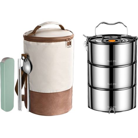 Fiambrera de acero inoxidable, caja de tercer nivel